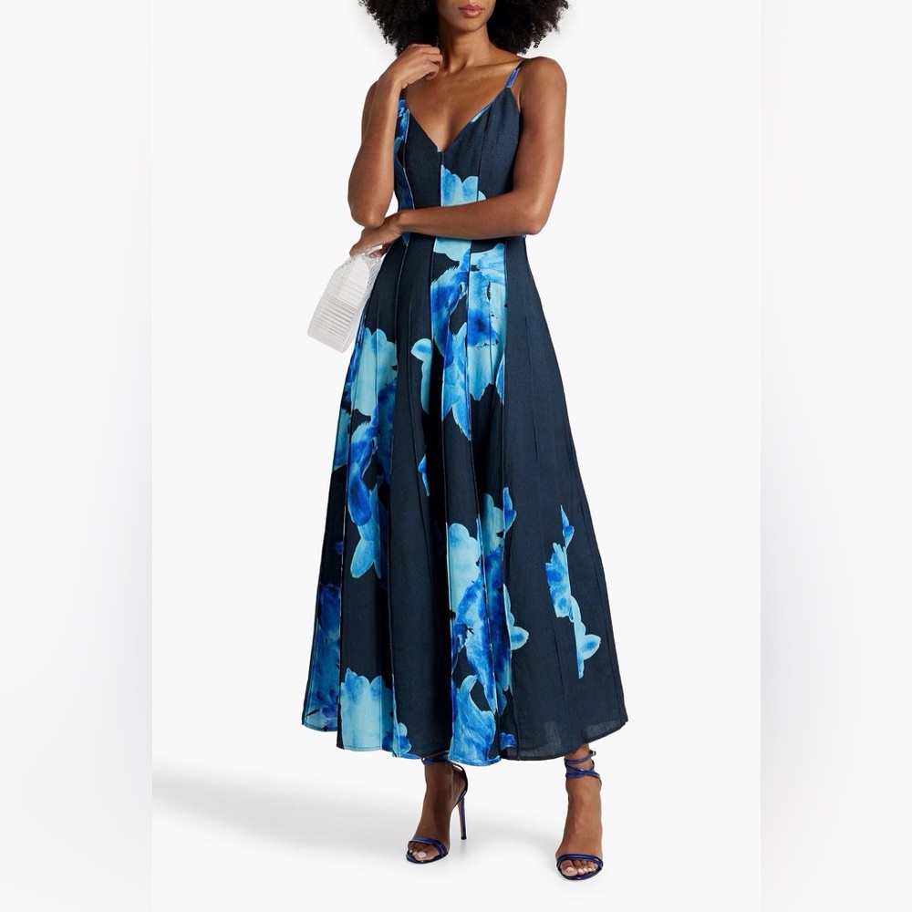 NWT NICHOLAS Floral-print linen-blend maxi dress